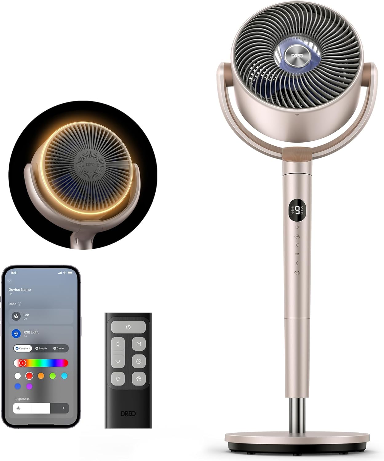 Dreo Smart Fan 120° +120° Omni-Directional Oscillating Fans Pedestal Fan Floor Fans