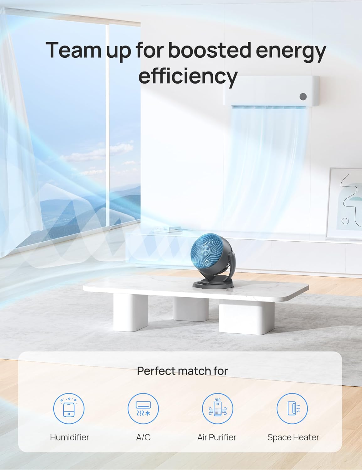 Dreo Table Air Circulator Fans Desktop Fan 70ft Powerful Airflow 28db Quiet 120° Adjustable Tilt 3 Speeds