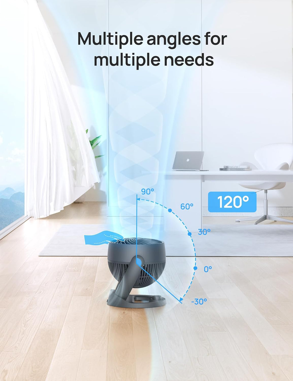 Dreo Table Air Circulator Fans Desktop Fan 70ft Powerful Airflow 28db Quiet 120° Adjustable Tilt 3 Speeds