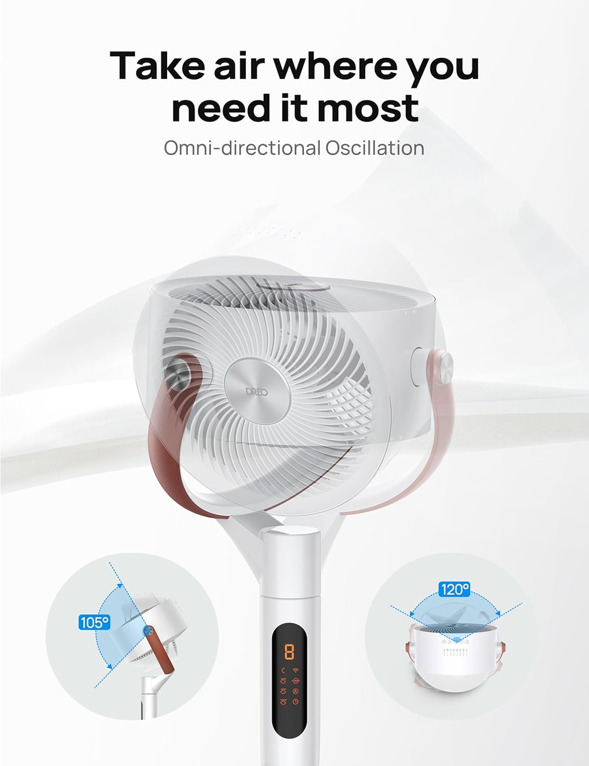 Dreo PolyFan 513S Pedestal Fan Standing Floor Fans Smart Oscillating with Wi-Fi/Voice Control