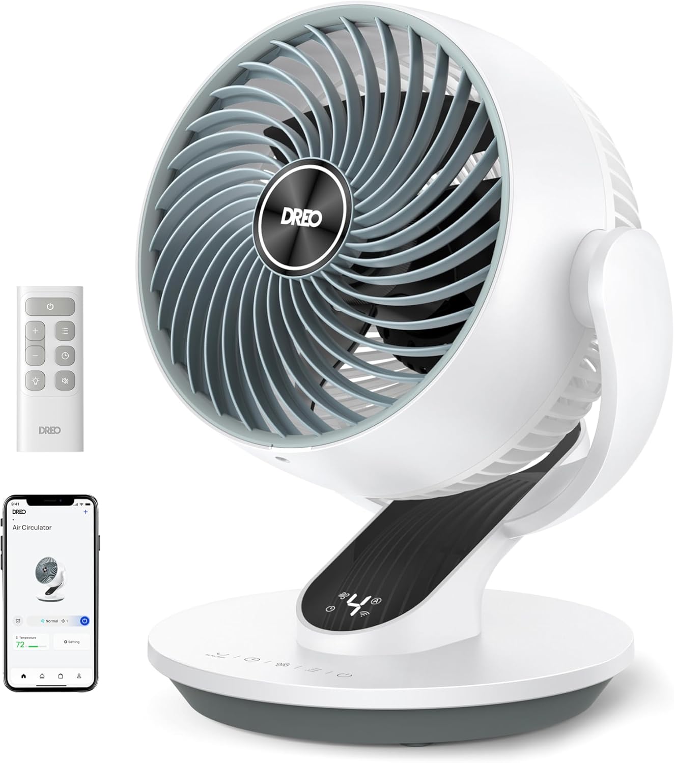 Dreo Fan for Bedroom, 13-Inch Oscillating Table Air Circulator Fan for Whole Room, 120° Tilt Adjustment, 28dB Ultra-Quiet, 70ft Powerful Airflow, 4 Speeds Desk Fans with Remote for Home, Office