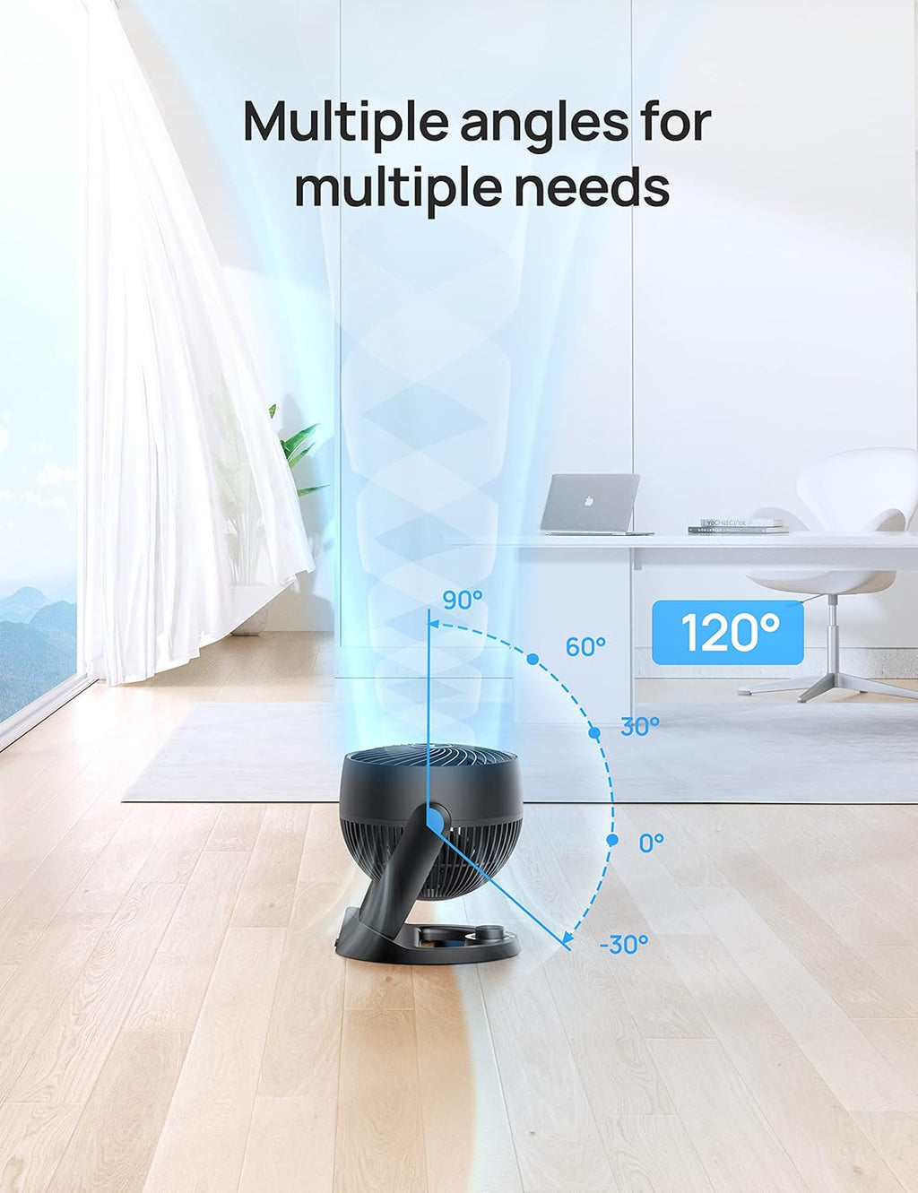 Dreo Table Air Circulator Fans Desktop Fan 70ft Powerful Airflow 28db Quiet 120° Adjustable Tilt 3 Speeds