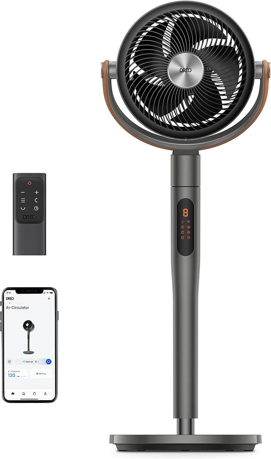 Dreo PolyFan 513S Pedestal Fan Standing Floor Fans Smart Oscillating with Wi-Fi/Voice Control
