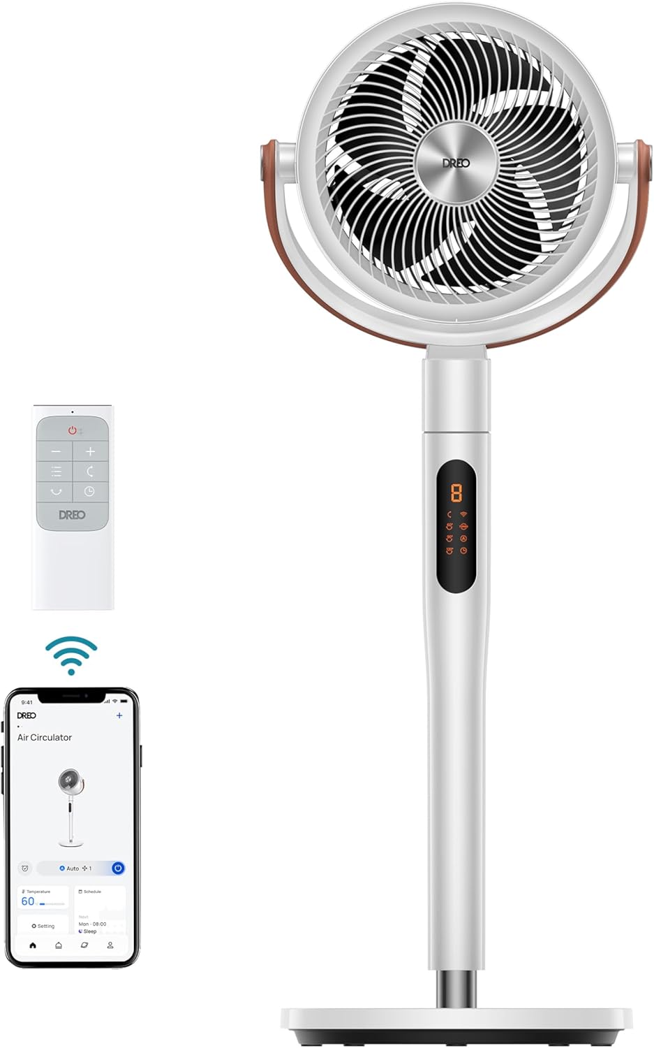 Dreo PolyFan 513S Pedestal Fan Standing Floor Fans Smart Oscillating with Wi-Fi/Voice Control