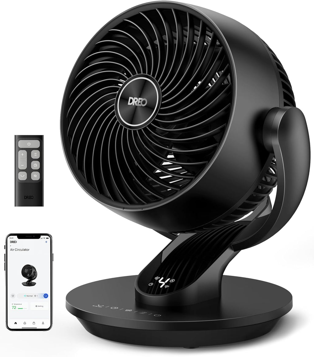 Dreo Fan for Bedroom, 13-Inch Oscillating Table Air Circulator Fan for Whole Room, 120° Tilt Adjustment, 28dB Ultra-Quiet, 70ft Powerful Airflow, 4 Speeds Desk Fans with Remote for Home, Office