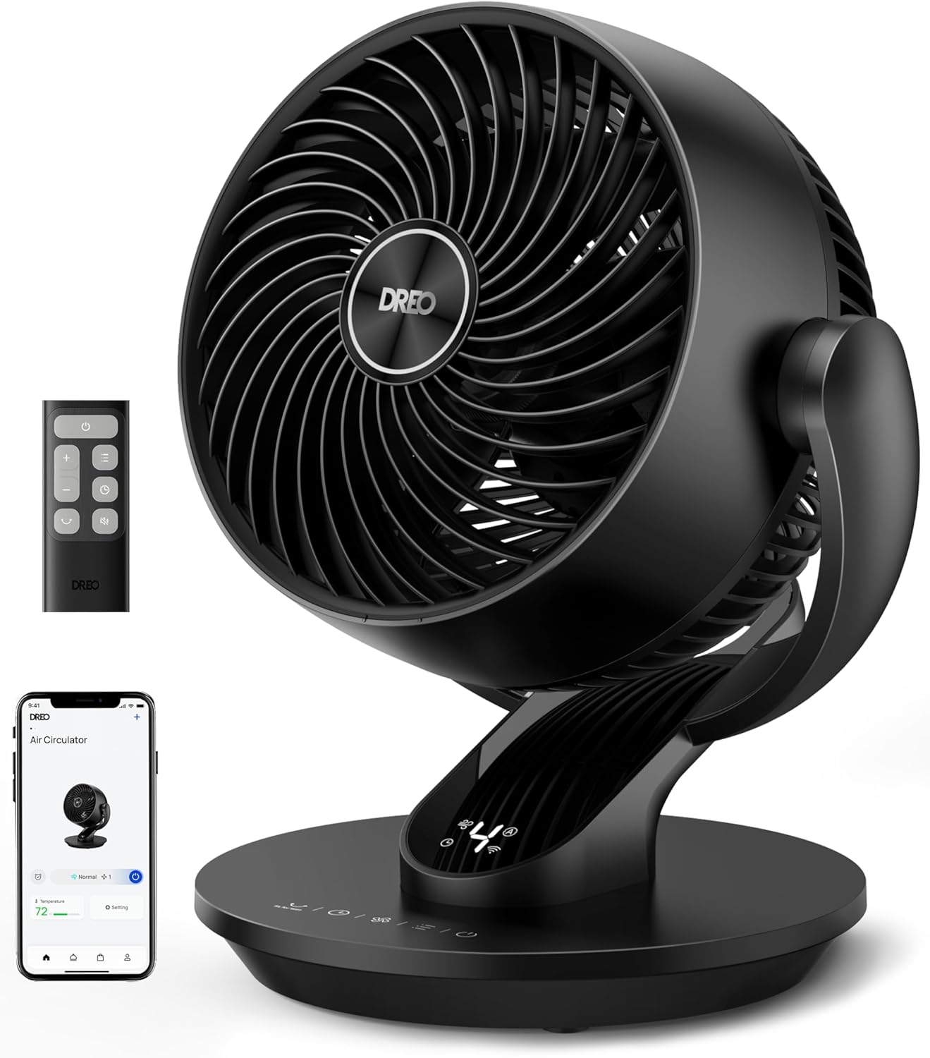 Dreo Fan for Bedroom, 13-Inch Oscillating Table Air Circulator Fan for Whole Room, 120° Tilt Adjustment, 28dB Ultra-Quiet, 70ft Powerful Airflow, 4 Speeds Desk Fans with Remote for Home, Office