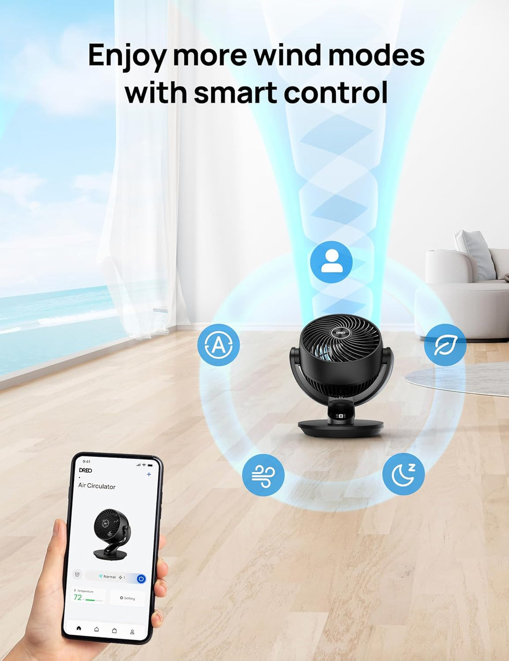 Dreo Fan for Bedroom, 13-Inch Oscillating Table Air Circulator Fan for Whole Room, 120° Tilt Adjustment, 28dB Ultra-Quiet, 70ft Powerful Airflow, 4 Speeds Desk Fans with Remote for Home, Office