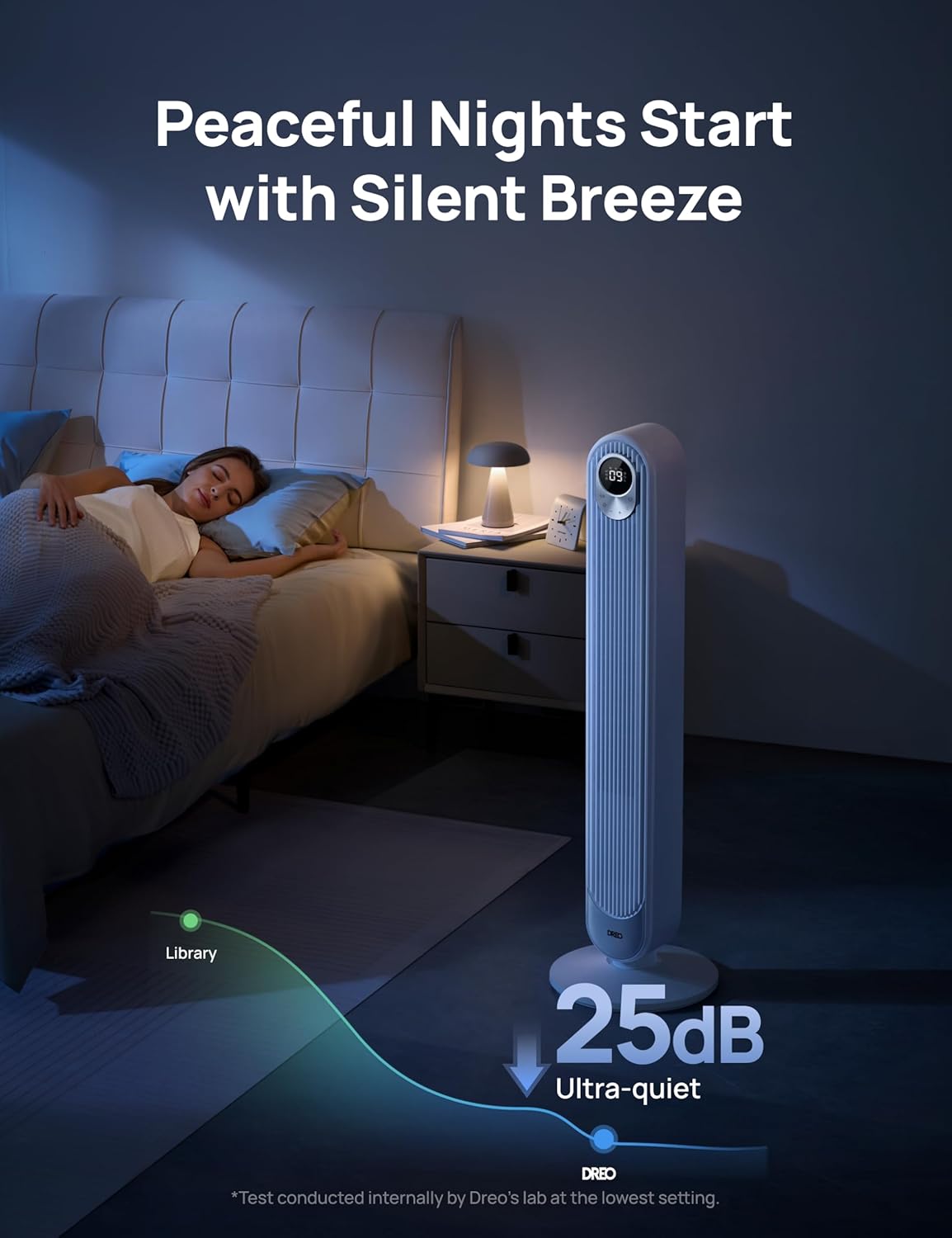 Dreo Tower Fan for Bedroom, 90° Oscillating Standing Fan, 30ft far, 28dB Quiet for Sleep, 6 Speeds, 4 Modes, 12H Timer, 42 Inch, Bladeless, Remote, for Home, Office, Room, Cruiser Pro T1