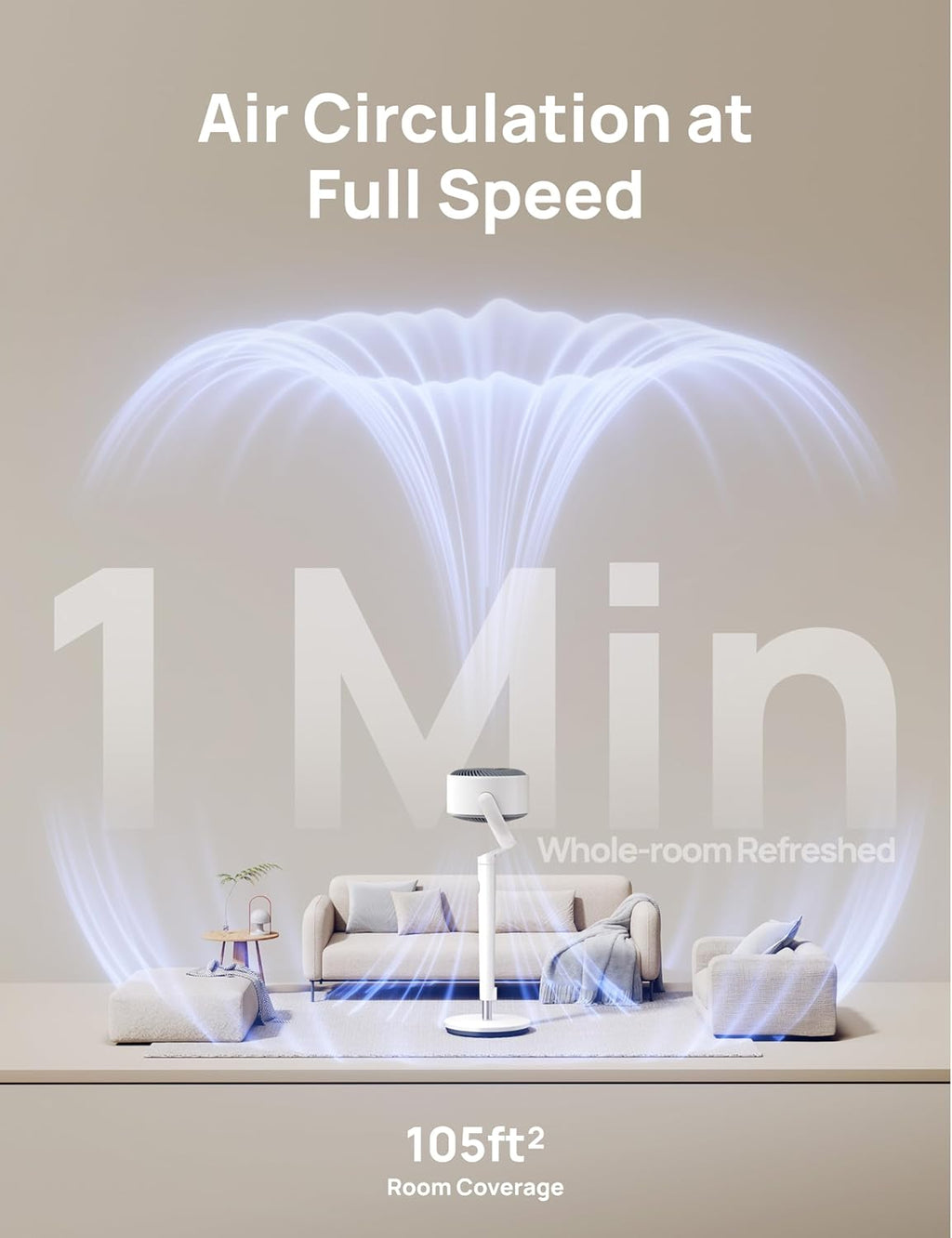 Dreo Smart Fan 120° +120° Omni-Directional Oscillating Fans Pedestal Fan Floor Fans