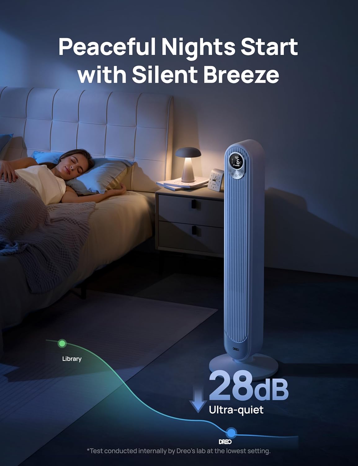 Dreo Tower Fan for Bedroom, 90° Oscillating Standing Fan, 30ft far, 28dB Quiet for Sleep, 6 Speeds, 4 Modes, 12H Timer, 42 Inch, Bladeless, Remote, for Home, Office, Room, Cruiser Pro T1