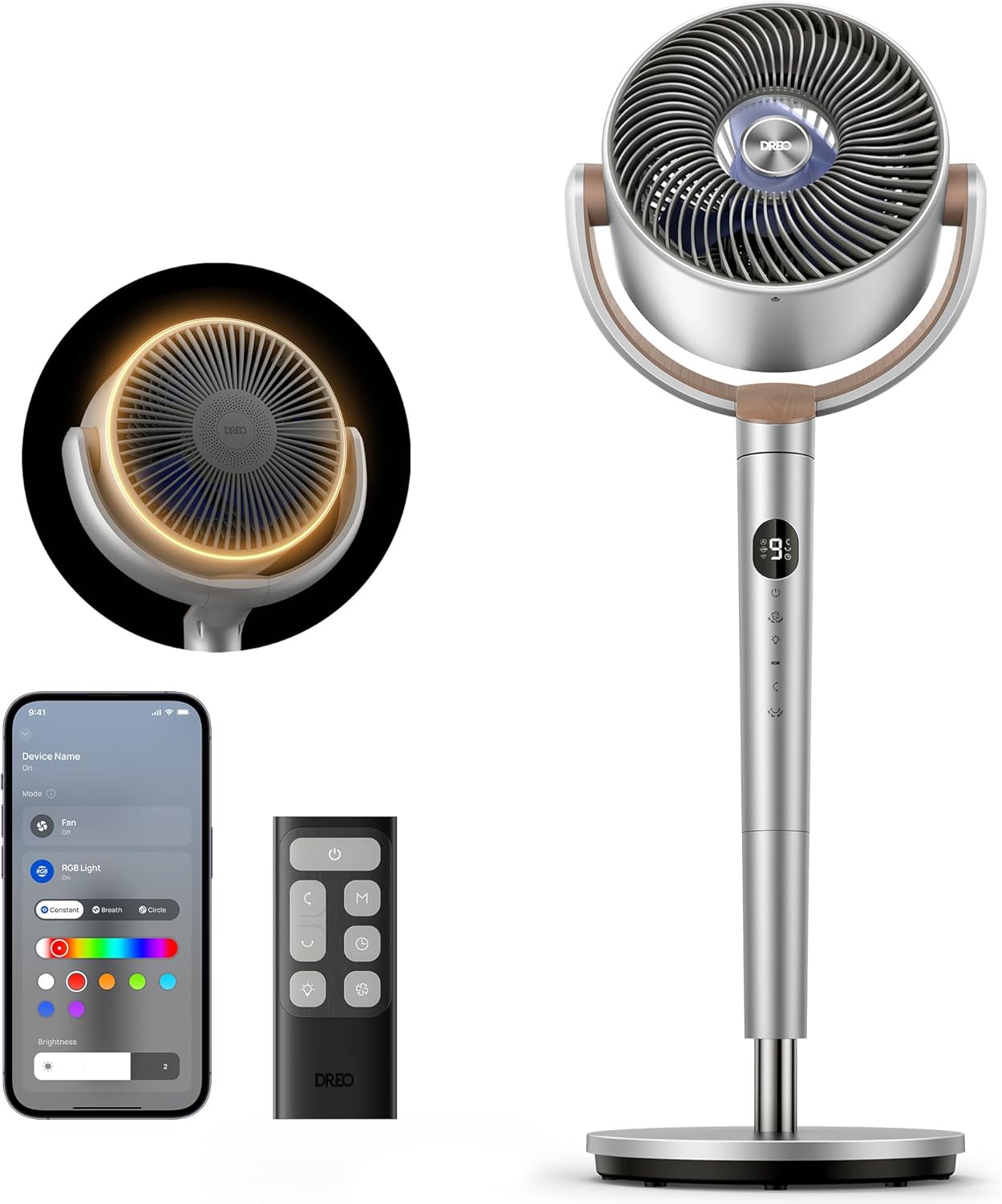 Dreo Smart Fan 120° +120° Omni-Directional Oscillating Fans Pedestal Fan Floor Fans