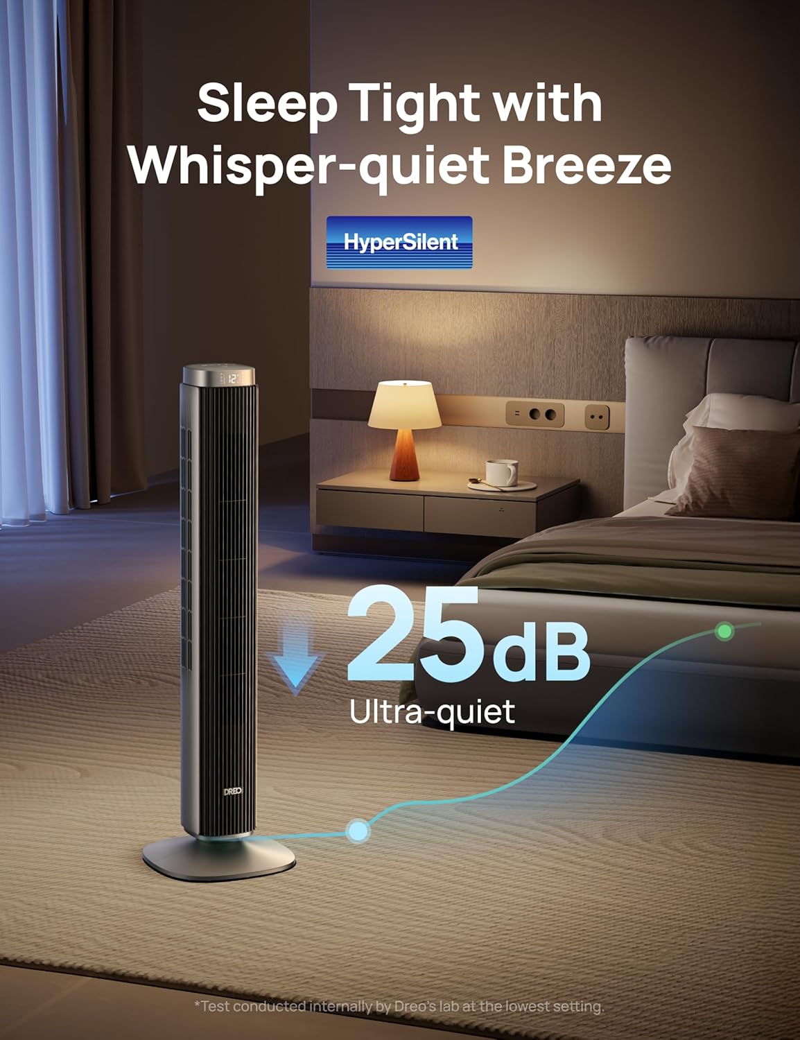 Dreo Tower Fan for Bedroom, 90° Oscillating Standing Fan with 40ft Far Airflow, 25dB Ultra Quiet DC Motor, 28ft/s Velocity, 12 Speeds, 42 inch, Smart Control, 4 Modes, 12H Timer, Pilot Pro S