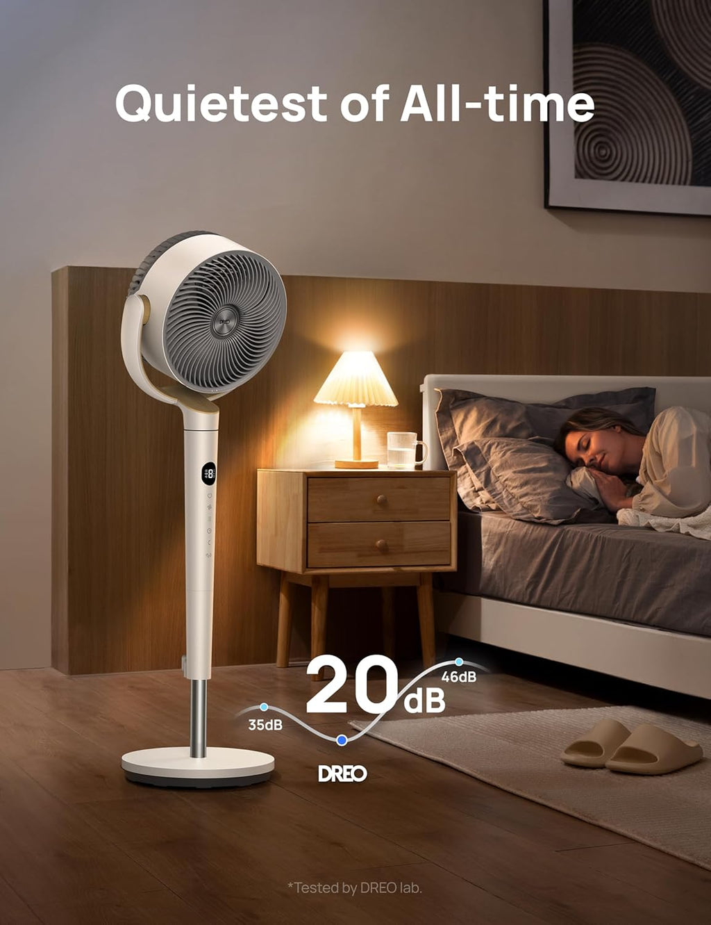 Dreo Standing Floor Fan for Bedroom, Quiet Pedestal Fans for Room