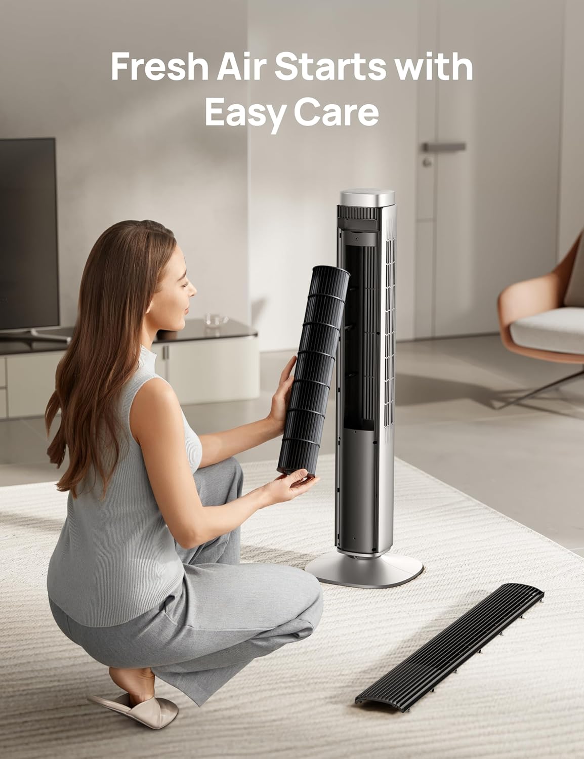 Dreo Tower Fan for Bedroom, 90° Oscillating Standing Fan with 40ft Far Airflow, 25dB Ultra Quiet DC Motor, 28ft/s Velocity, 12 Speeds, 42 inch, Smart Control, 4 Modes, 12H Timer, Pilot Pro S