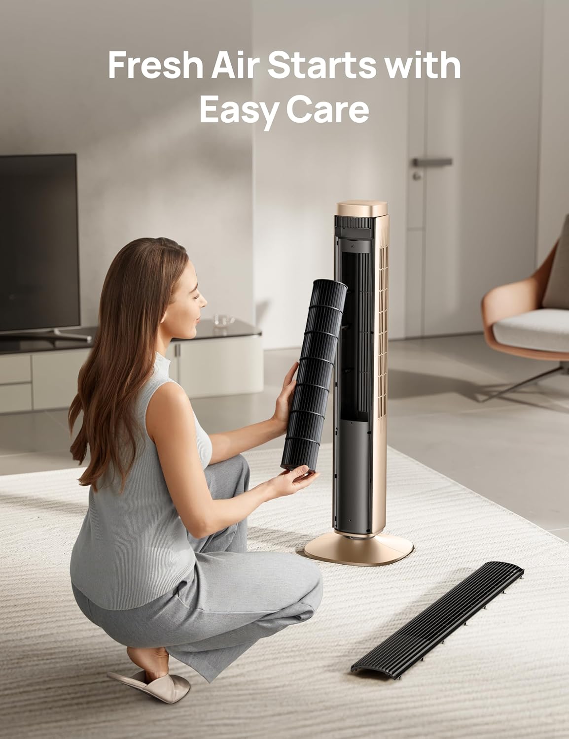 Dreo Tower Fan for Bedroom, 90° Oscillating Standing Fan with 40ft Far Airflow, 25dB Ultra Quiet DC Motor, 28ft/s Velocity, 12 Speeds, 42 inch, Smart Control, 4 Modes, 12H Timer, Pilot Pro S