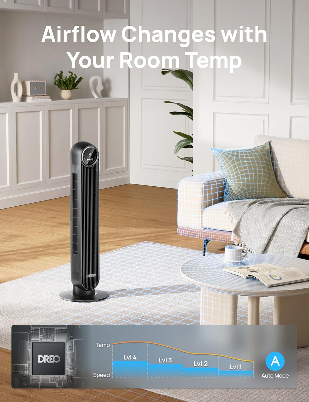 Dreo Nomad One Tower Fan Floor Fan Bladeless Standing Fan