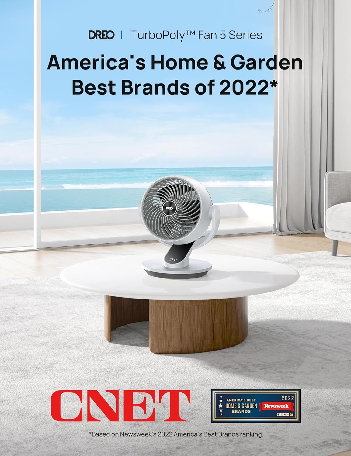 Dreo Fan for Bedroom, 13-Inch Oscillating Table Air Circulator Fan for Whole Room, 120° Tilt Adjustment, 28dB Ultra-Quiet, 70ft Powerful Airflow, 4 Speeds Desk Fans with Remote for Home, Office