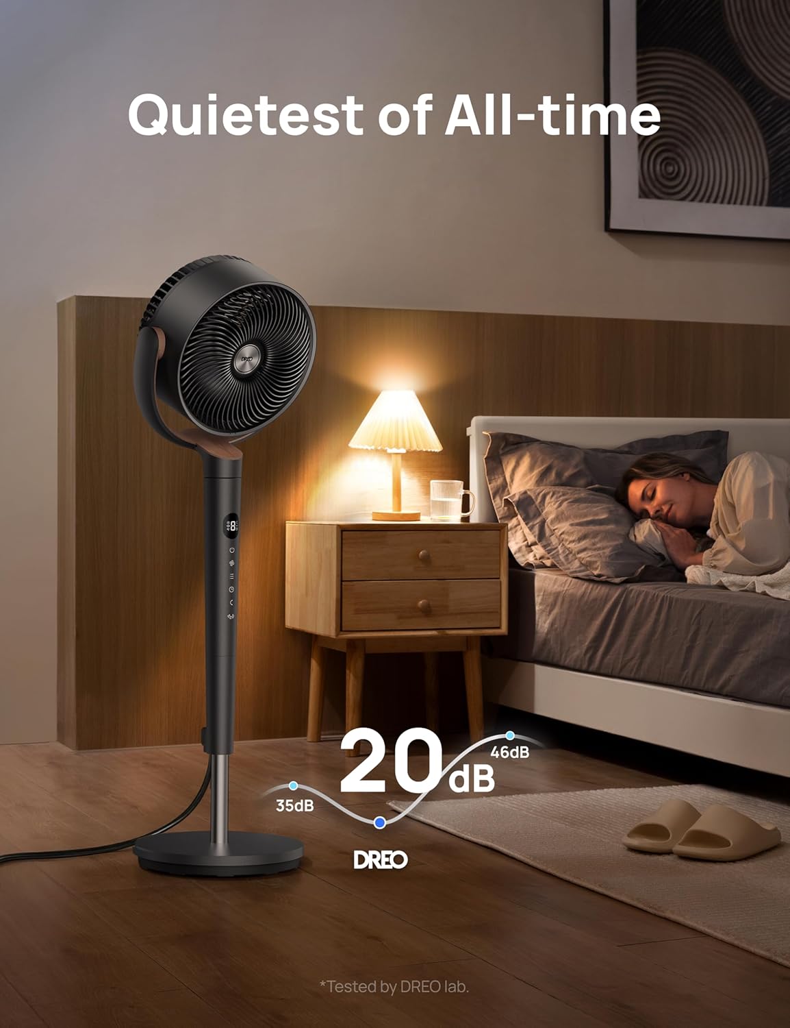Dreo Standing Floor Fan for Bedroom, Quiet Pedestal Fans for Room