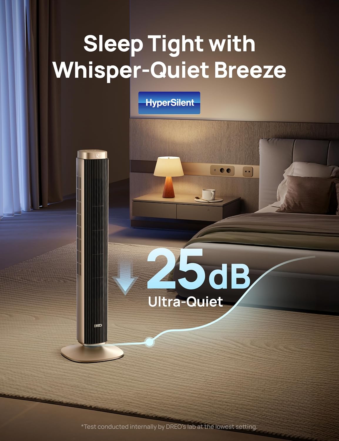 Dreo Tower Fan for Bedroom, 90° Oscillating Standing Fan with 40ft Far Airflow, 25dB Ultra Quiet DC Motor, 28ft/s Velocity, 12 Speeds, 42 inch, Smart Control, 4 Modes, 12H Timer, Pilot Pro S