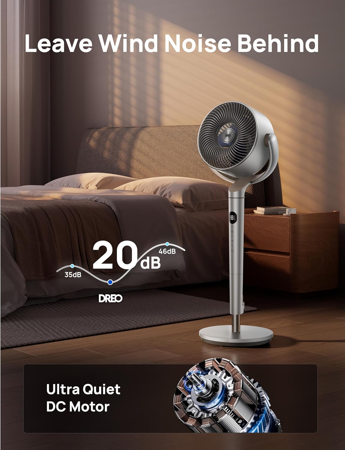 Dreo Smart Fan 120° +120° Omni-Directional Oscillating Fans Pedestal Fan Floor Fans